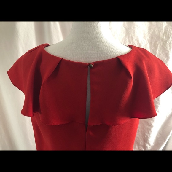 Size 10 Red Dress Crew Neck Banana Republic Pocket - Picture 4 of 8